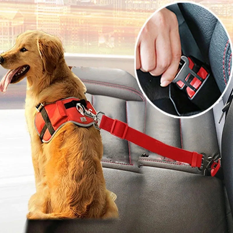 Car Seat Belt Pet Seat Vehicle Dog Harness Lead Clip Safety Lever Traction Dog Collars