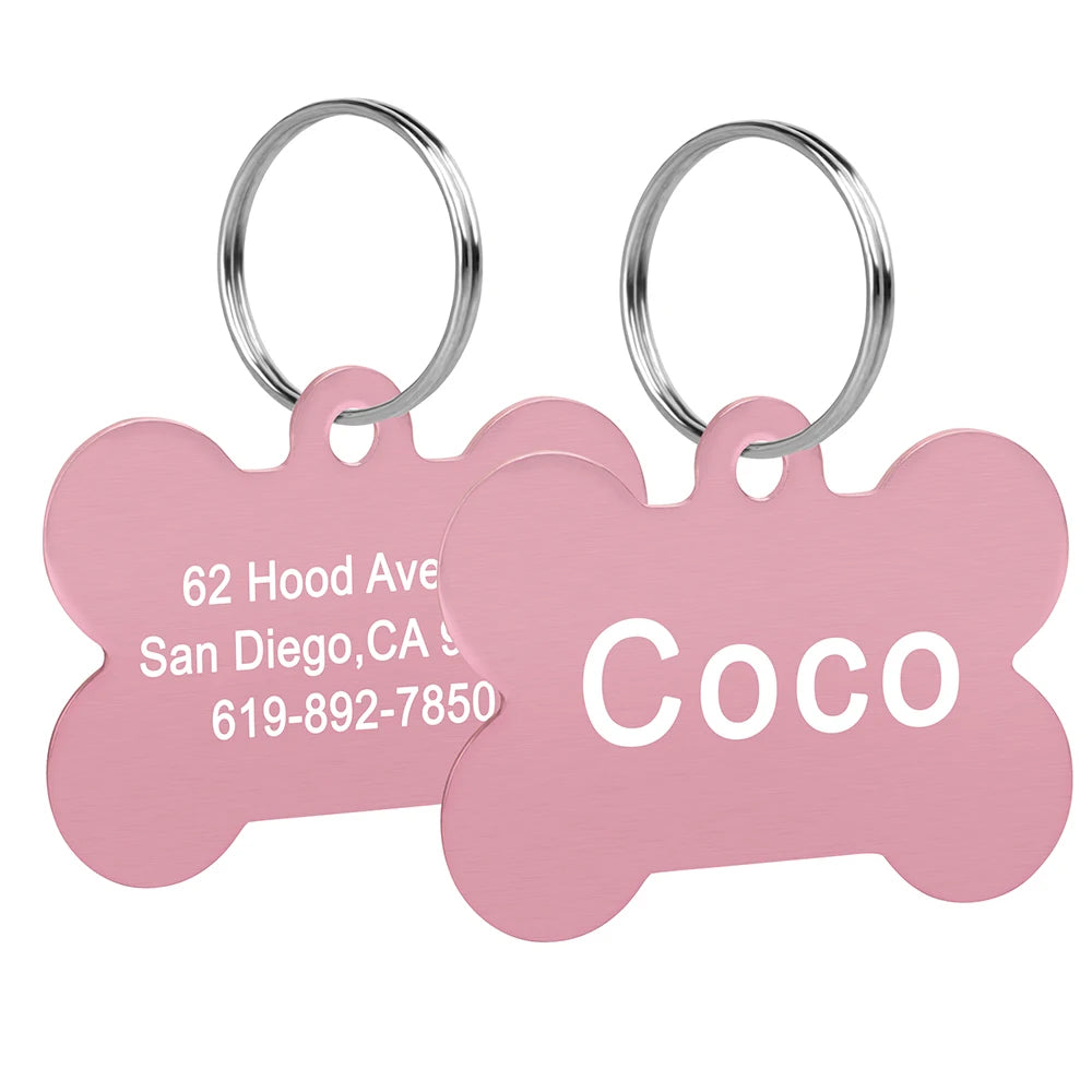 Bone Shaped Pet ID Tag Personalized Dog Cat Name Tags