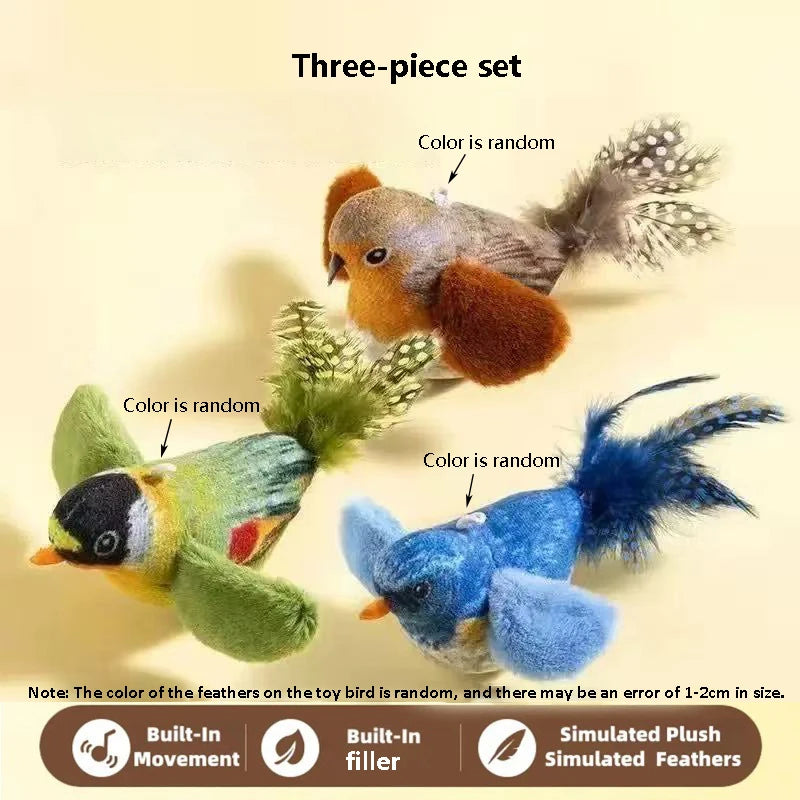 The Pet Cat Toy Emulates the Sound Bird to Amuse the Cat Elastic Rope to Relieve Boredom