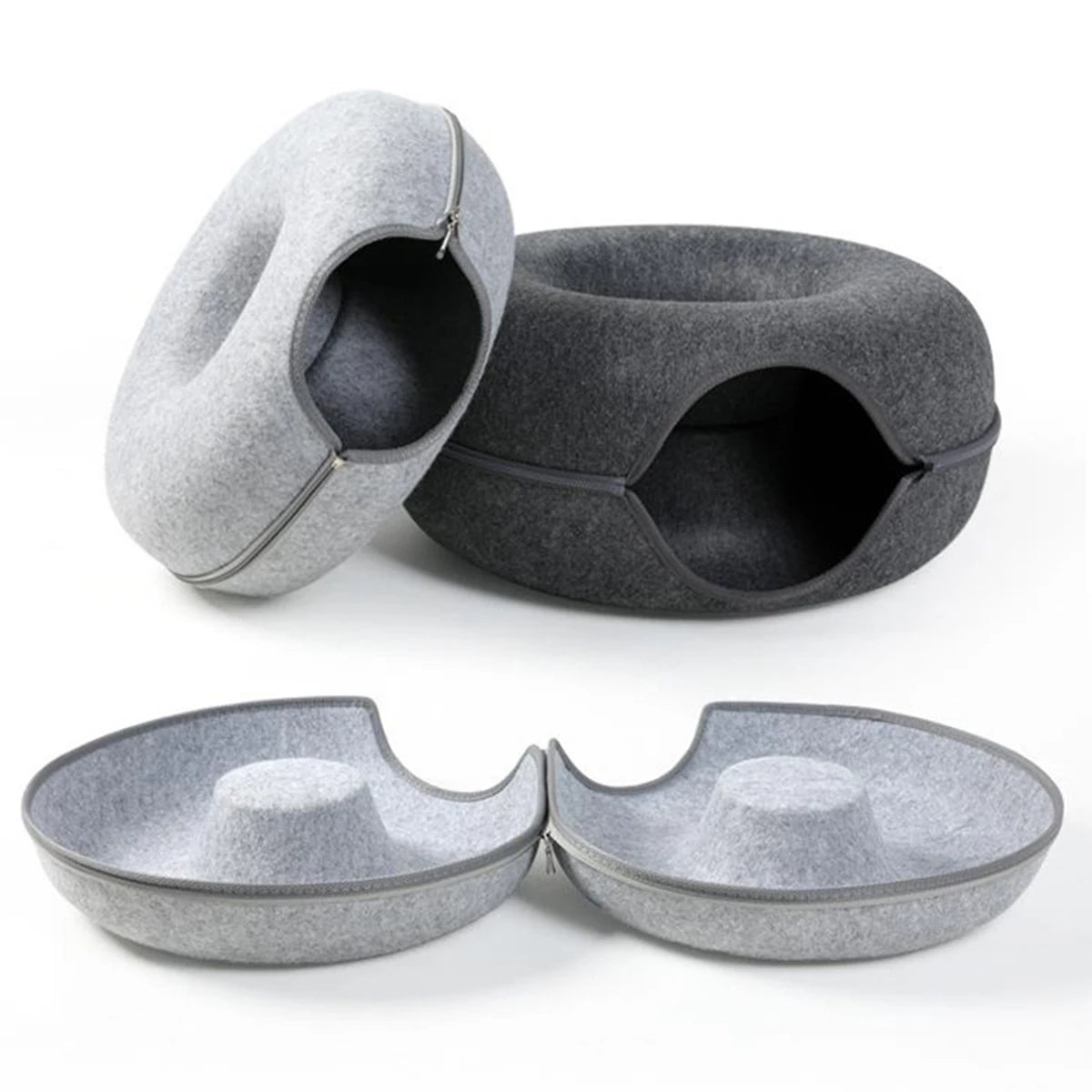 Interactive Round Small Cat Tunnel Nest Felt Kittens