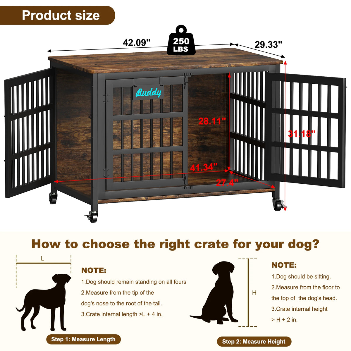 Heavy Duty Dog Kennel Indoor for Large and Medium Dogs
