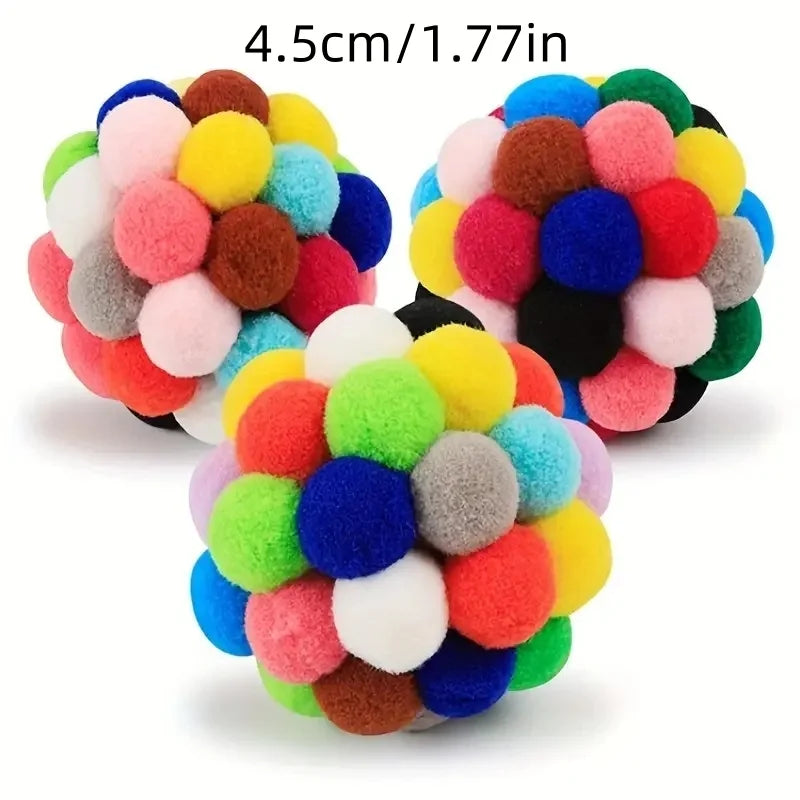 Pet Elastic Bell Ball Self Hi Ball Playing Cat Colorful Woolen Ball