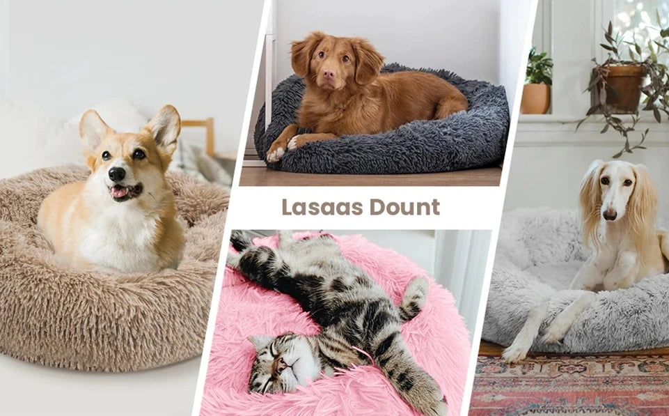  Round Pet Bed for Large Dog Bed Super Soft Cat Bed Plush Dog House for Medium Dog 