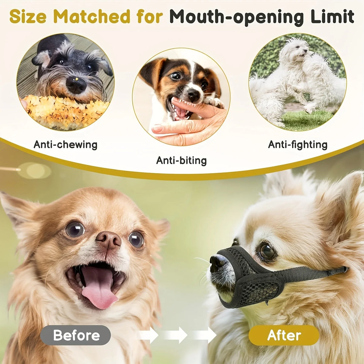 Dog Muzzle Anti-Bite Barking Mask for Small and Large Dogs