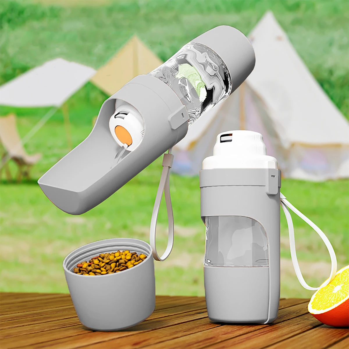 Portable Dog Cat Water Bottle with Storage Food