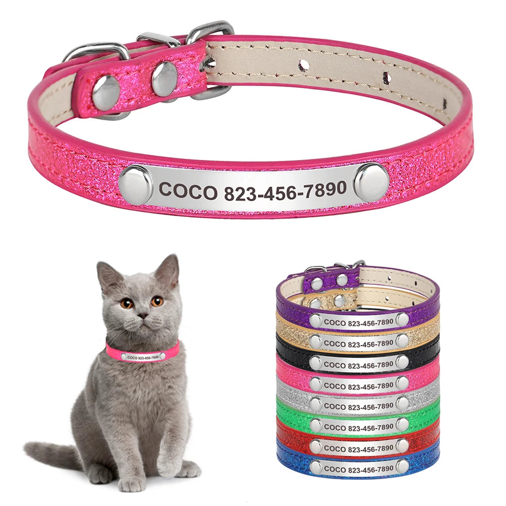 Cat Collars  Engraved Puppy Kitten ID Necklace Bling