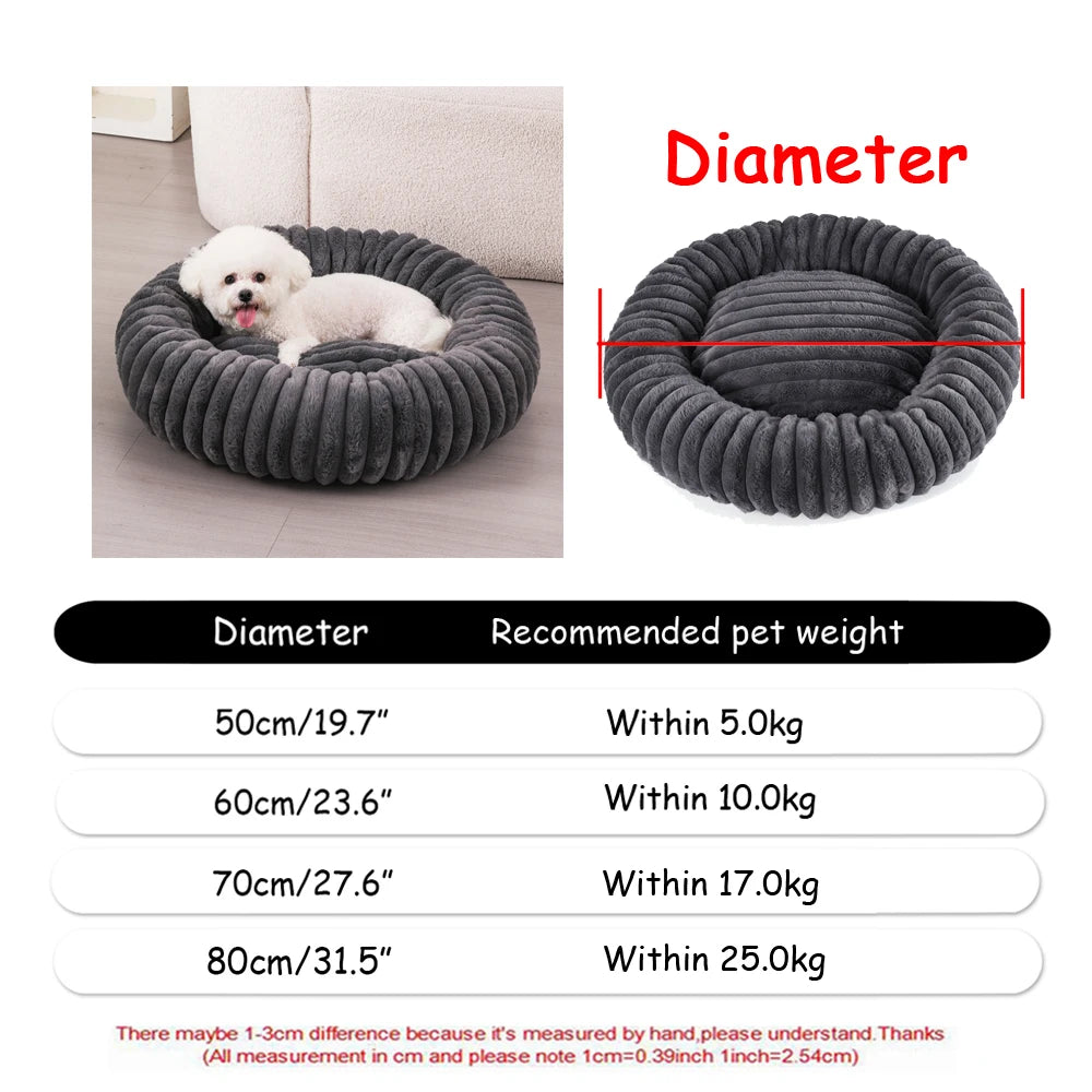  Round Pet Bed for Large Dog Bed Super Soft Cat Bed Plush Dog House for Medium Dog 