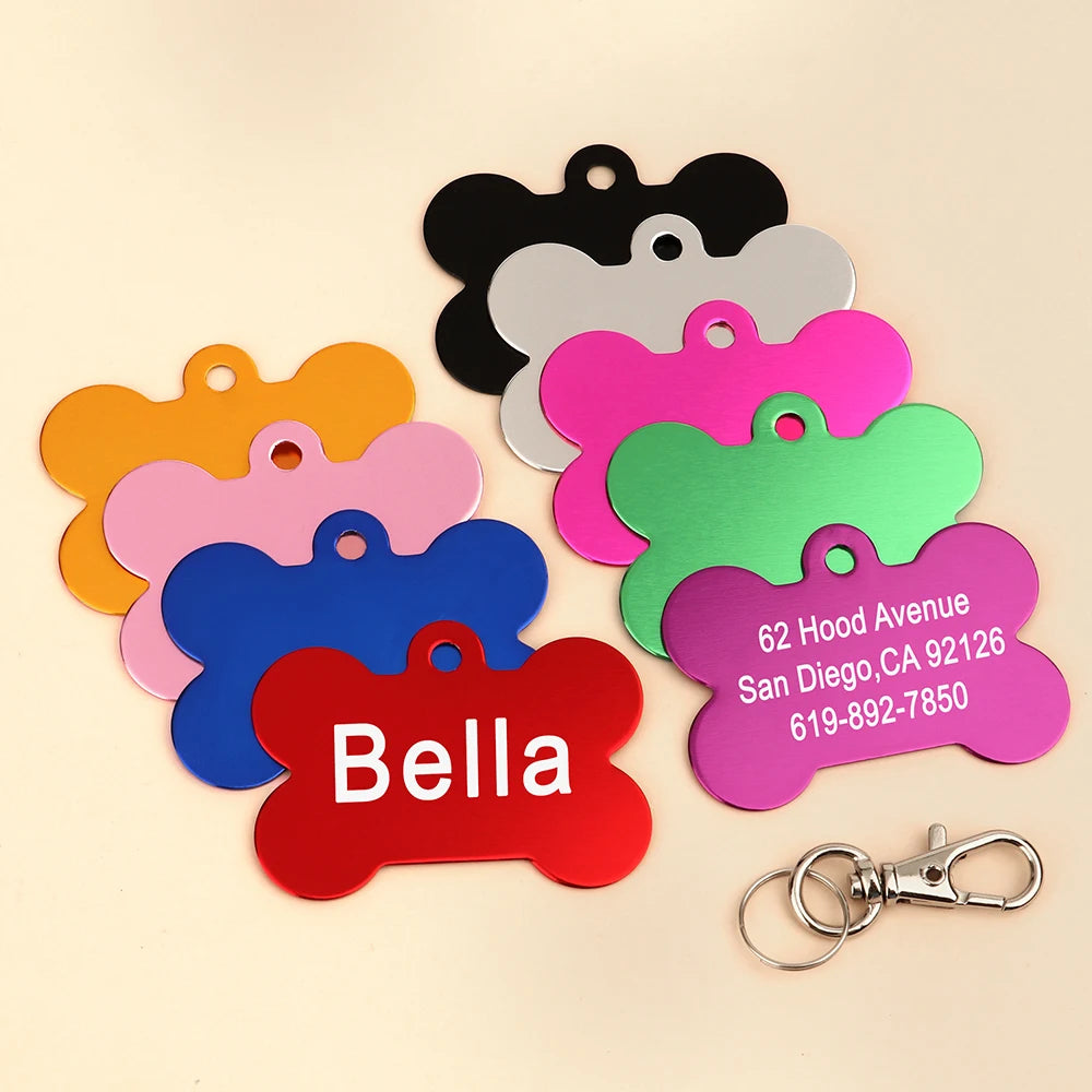 Bone Shaped Pet ID Tag Personalized Dog Cat Name Tags