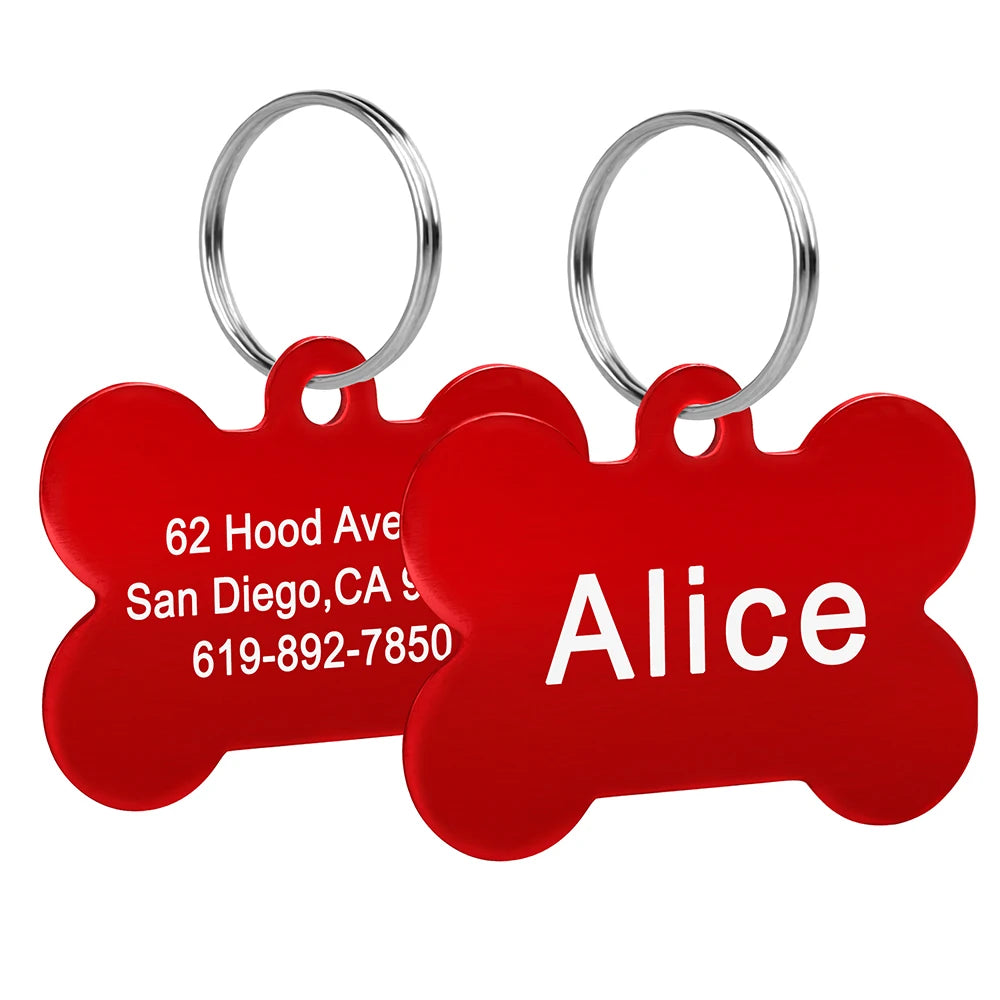 Bone Shaped Pet ID Tag Personalized Dog Cat Name Tags