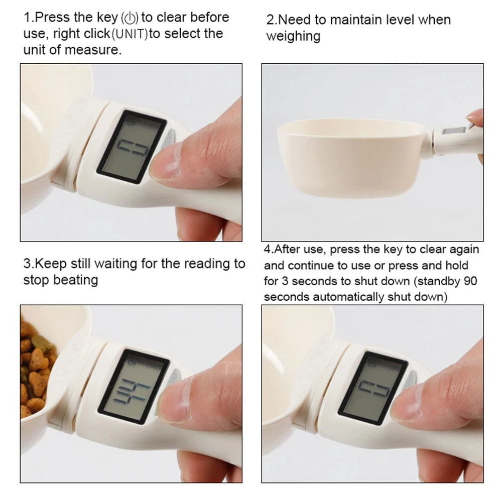 Pet Food Cup Digital Spoon Scale Kitchen Food Scale with LED Display