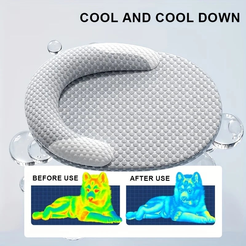 Cooling Dog Bed Summer Ice Silk Cat Mat Oval Pet Nest Breathable Heat Dissipation 