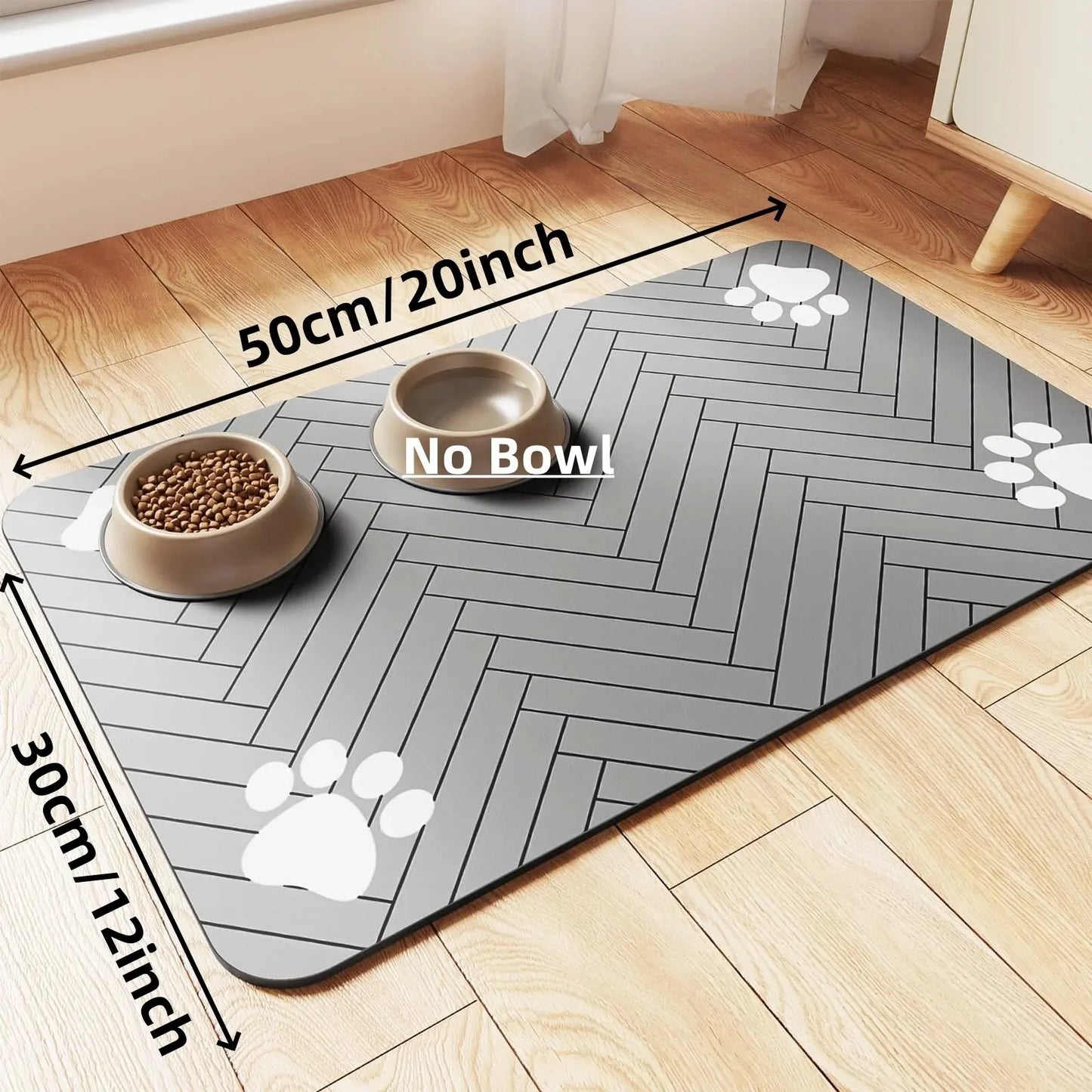 Pet Feeding Mat-Absorbent Pet Placemat Rubber Backing