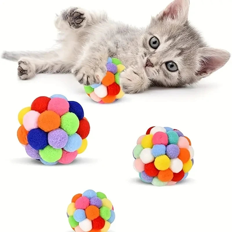 Pet Elastic Bell Ball Self Hi Ball Playing Cat Colorful Woolen Ball