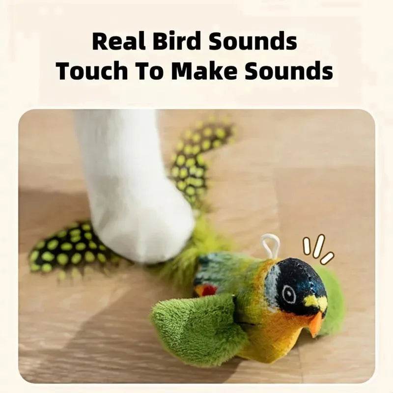 The Pet Cat Toy Emulates the Sound Bird to Amuse the Cat Elastic Rope to Relieve Boredom