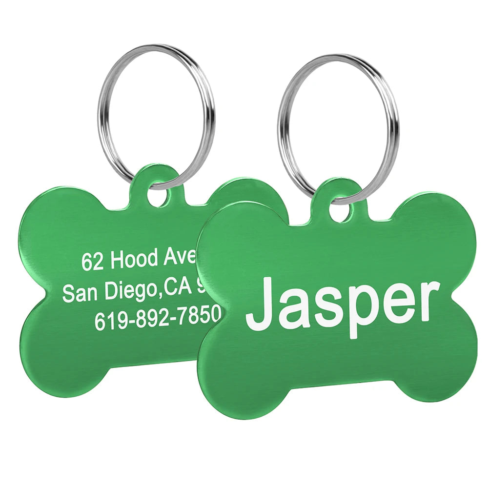 Bone Shaped Pet ID Tag Personalized Dog Cat Name Tags