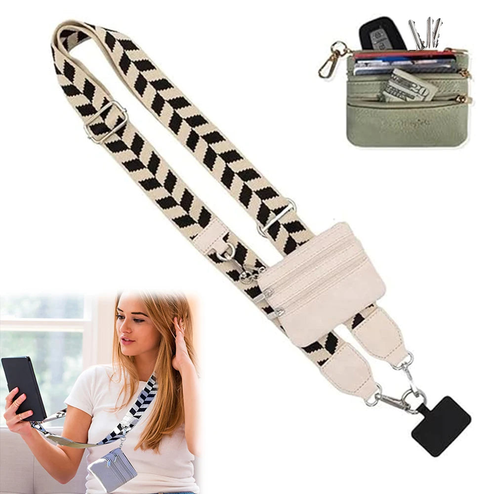 Phone Strap With Zippered Pouch For Women