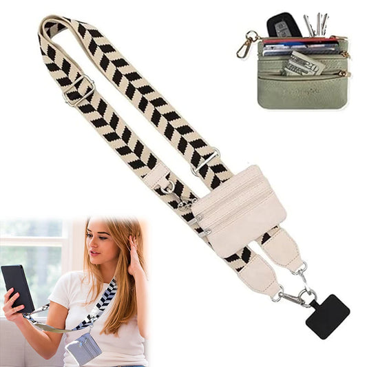 Phone Strap With Zippered Pouch For Women