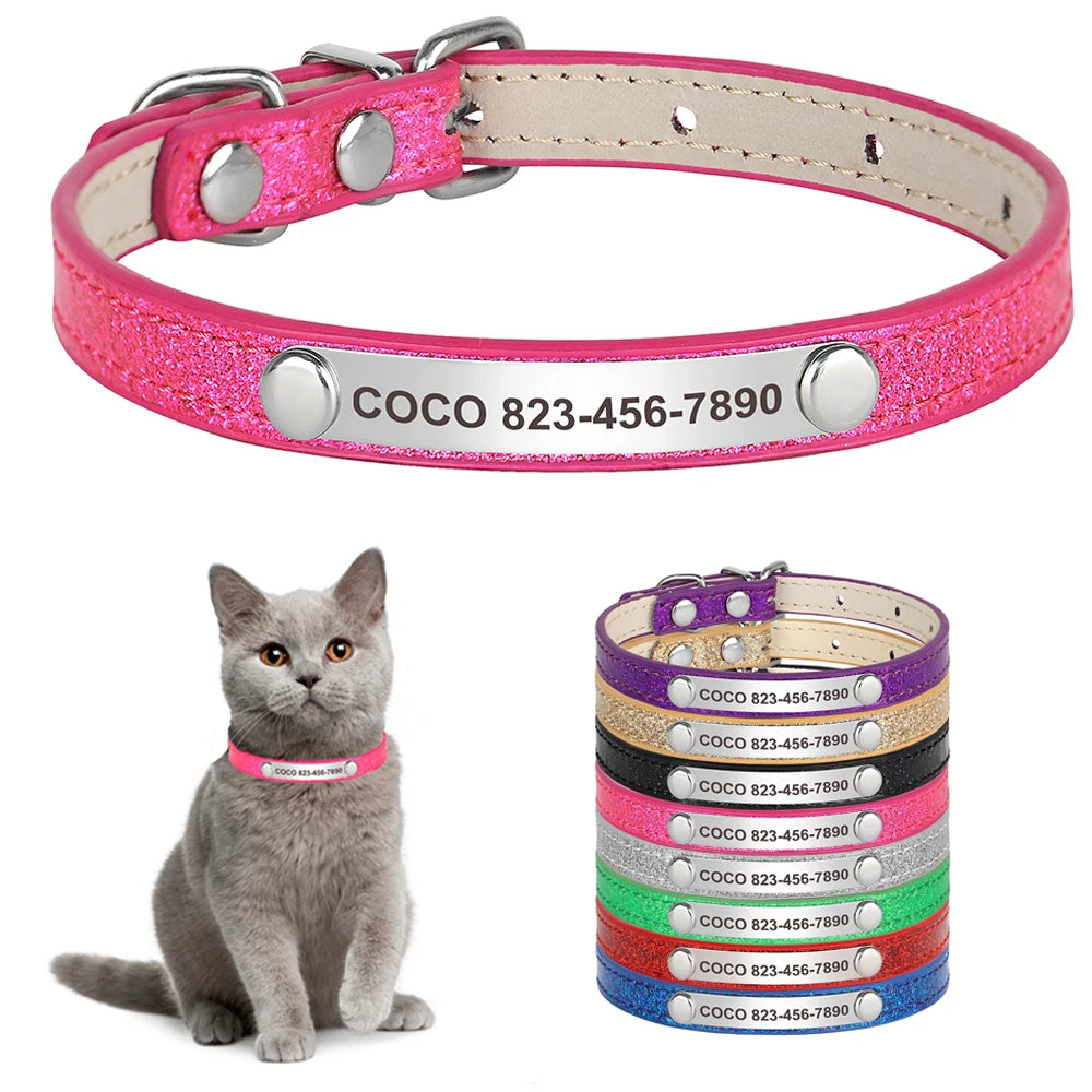 Cat Collars  Engraved Puppy Kitten ID Necklace Bling