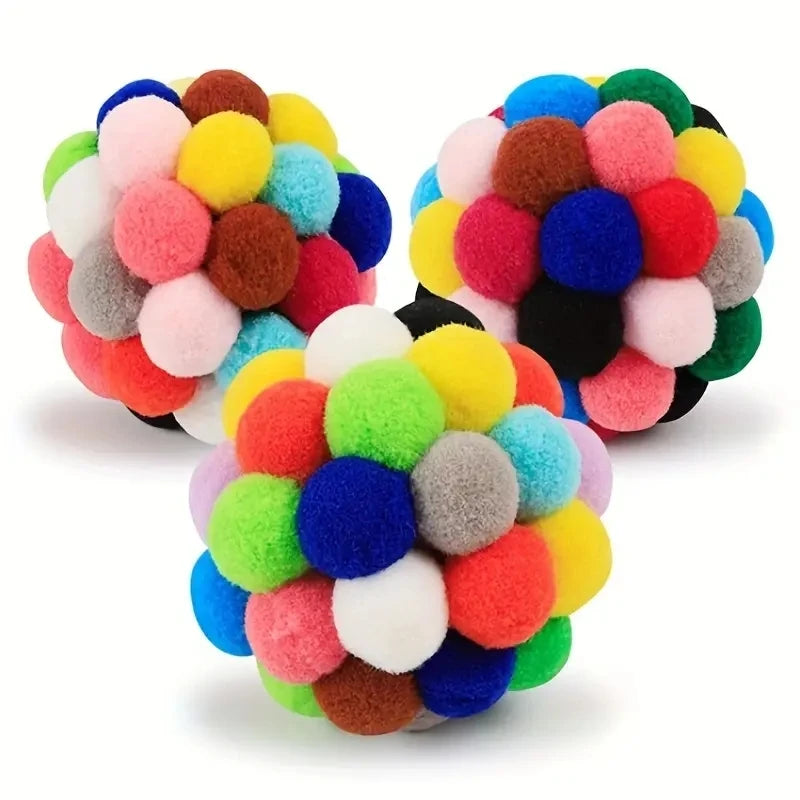 Pet Elastic Bell Ball Self Hi Ball Playing Cat Colorful Woolen Ball