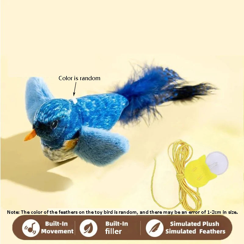 The Pet Cat Toy Emulates the Sound Bird to Amuse the Cat Elastic Rope to Relieve Boredom