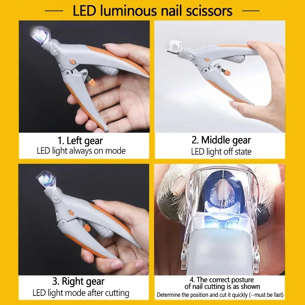Clipper Scissors With LED Light Cat Dog Nail Clippers Tool Scissors Nail