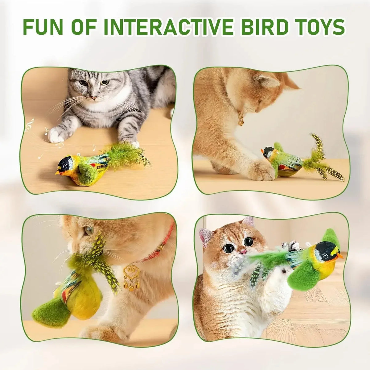 The Pet Cat Toy Emulates the Sound Bird to Amuse the Cat Elastic Rope to Relieve Boredom