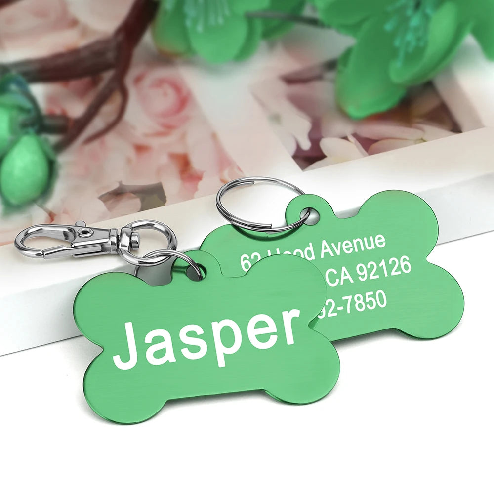 Bone Shaped Pet ID Tag Personalized Dog Cat Name Tags