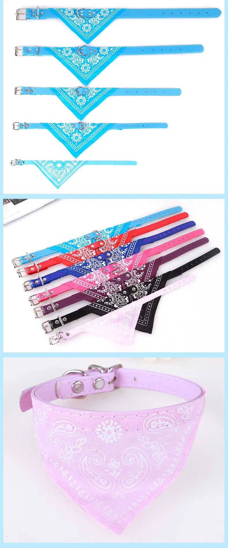 Adjustable Dog Bandana Leather Printed Soft Collar For Dog Pet