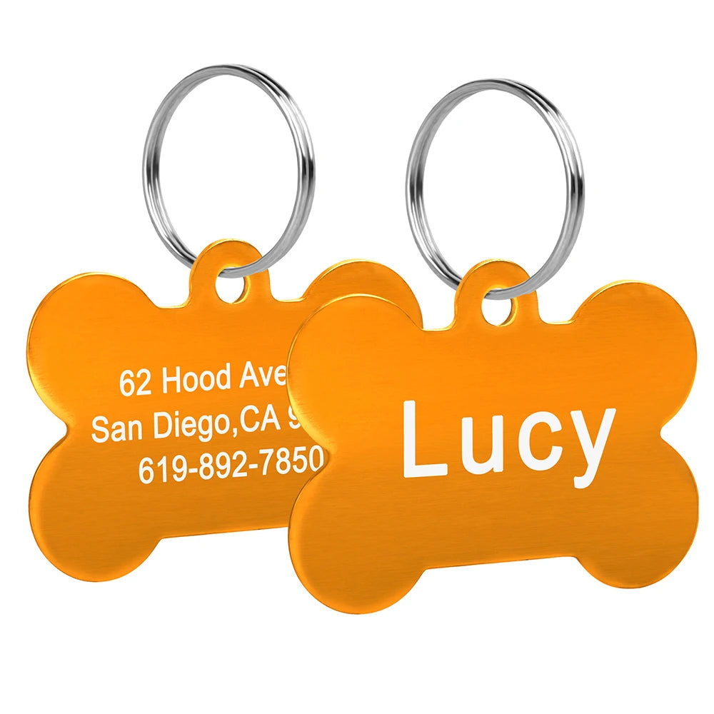 Bone Shaped Pet ID Tag Personalized Dog Cat Name Tags