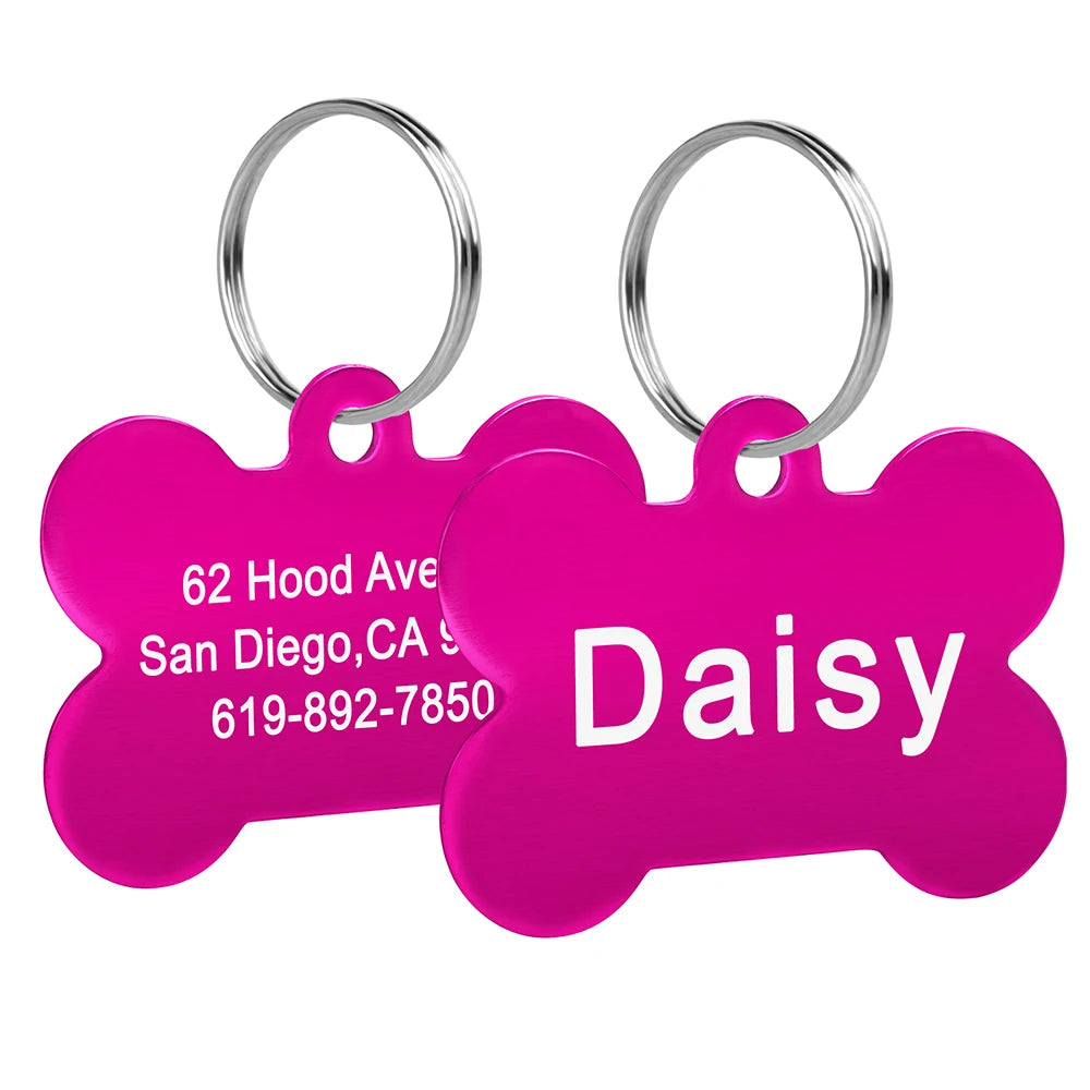 Bone Shaped Pet ID Tag Personalized Dog Cat Name Tags