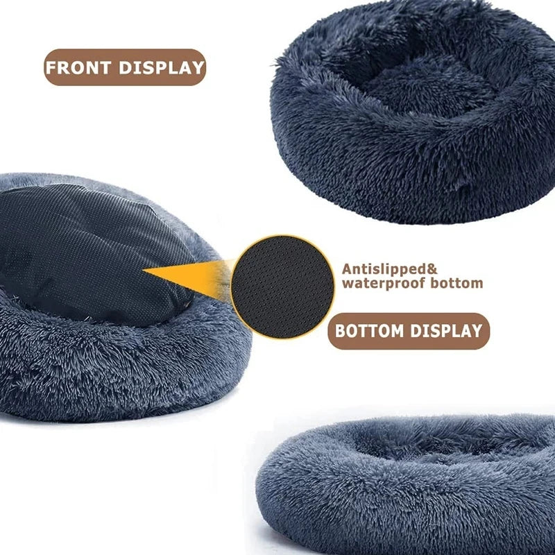  Round Pet Bed for Large Dog Bed Super Soft Cat Bed Plush Dog House for Medium Dog 