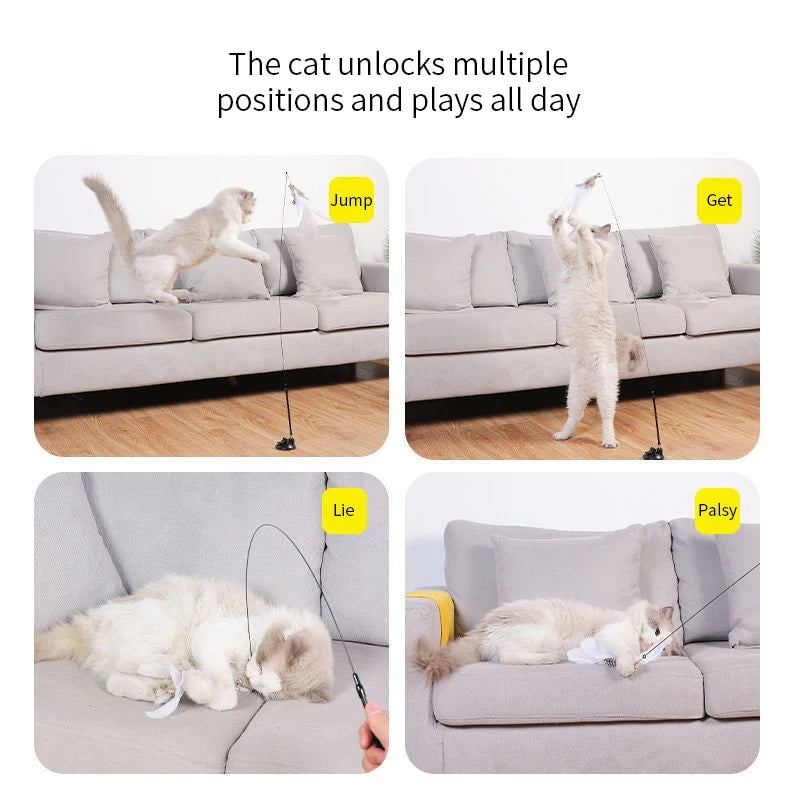 Interactive Cat Toy Handfree Cat Stick Playing Kitten