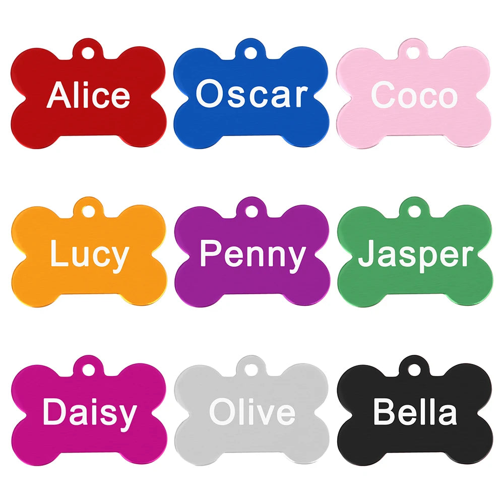 Bone Shaped Pet ID Tag Personalized Dog Cat Name Tags