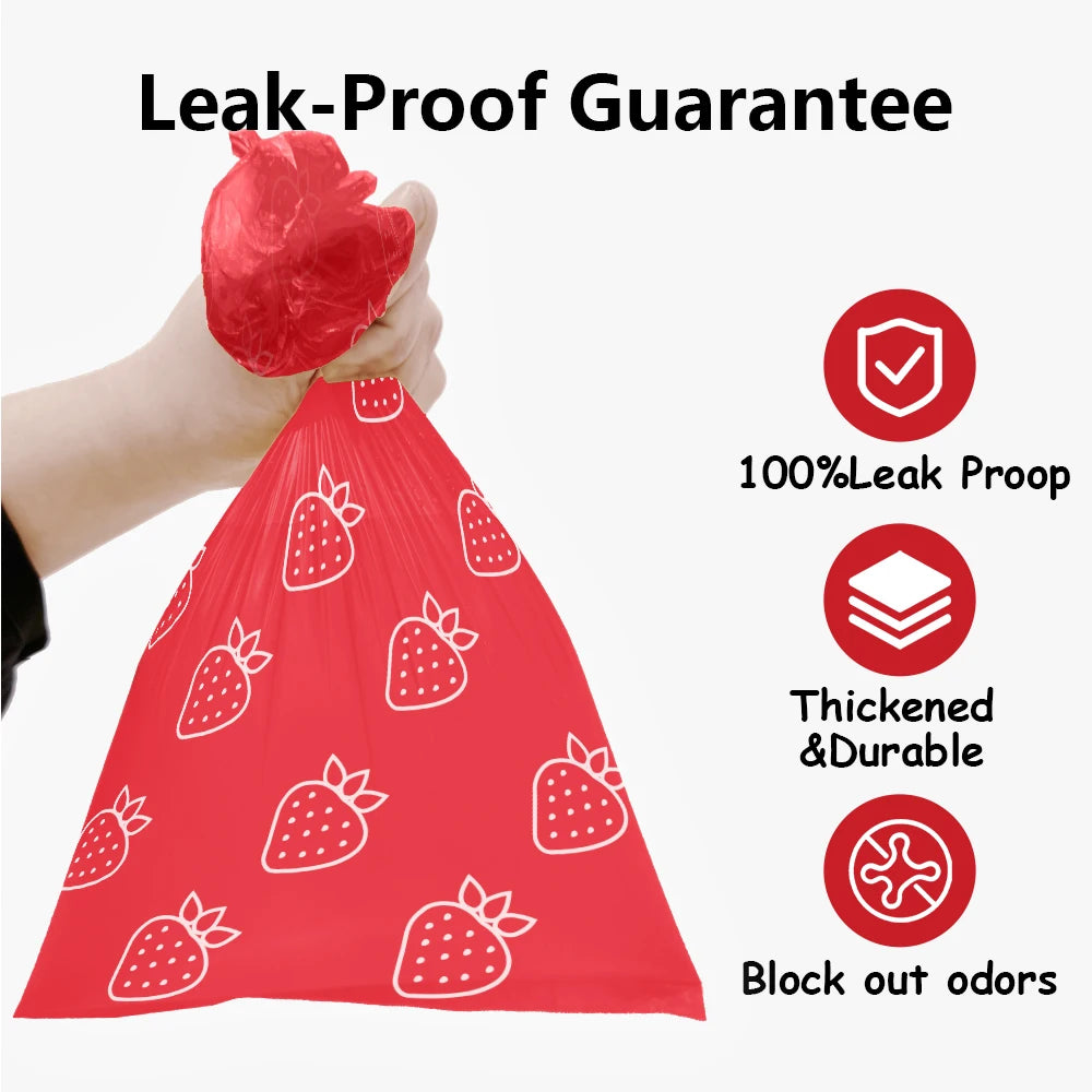 Photodegradable Red Dog Poop Bags with Strawberry Fragrance