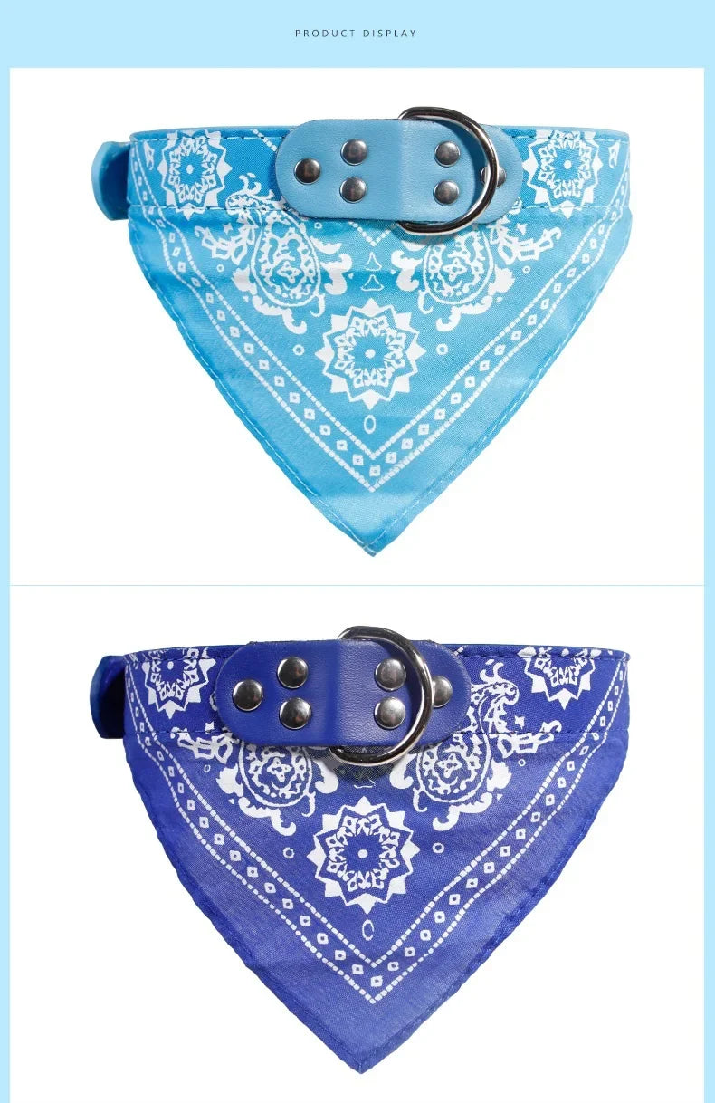 Adjustable Dog Bandana Leather Printed Soft Collar For Dog Pet