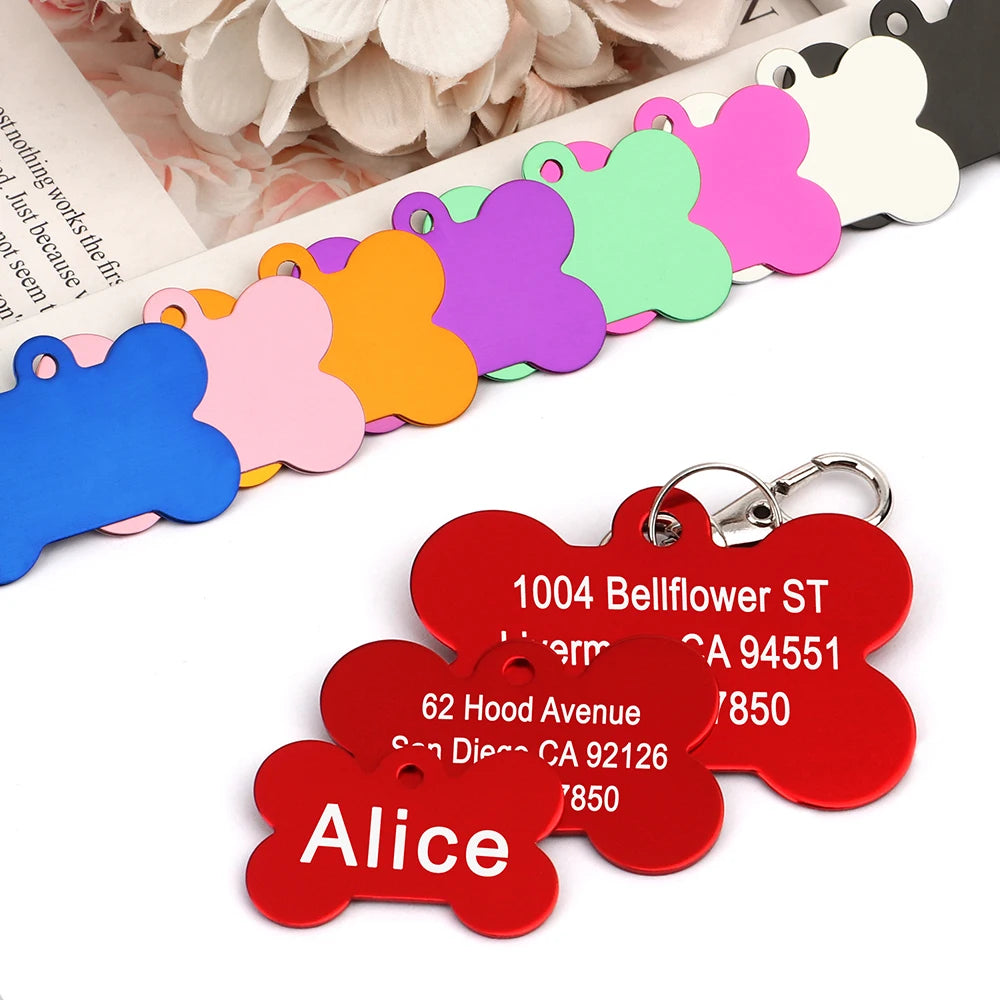 Bone Shaped Pet ID Tag Personalized Dog Cat Name Tags