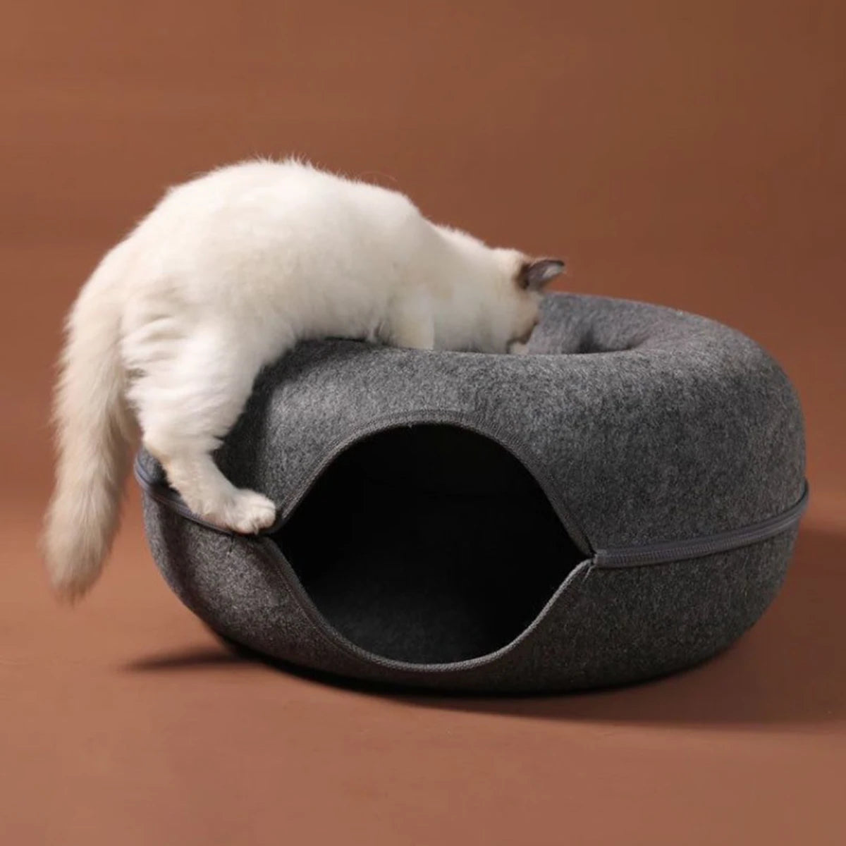 Interactive Round Small Cat Tunnel Nest Felt Kittens