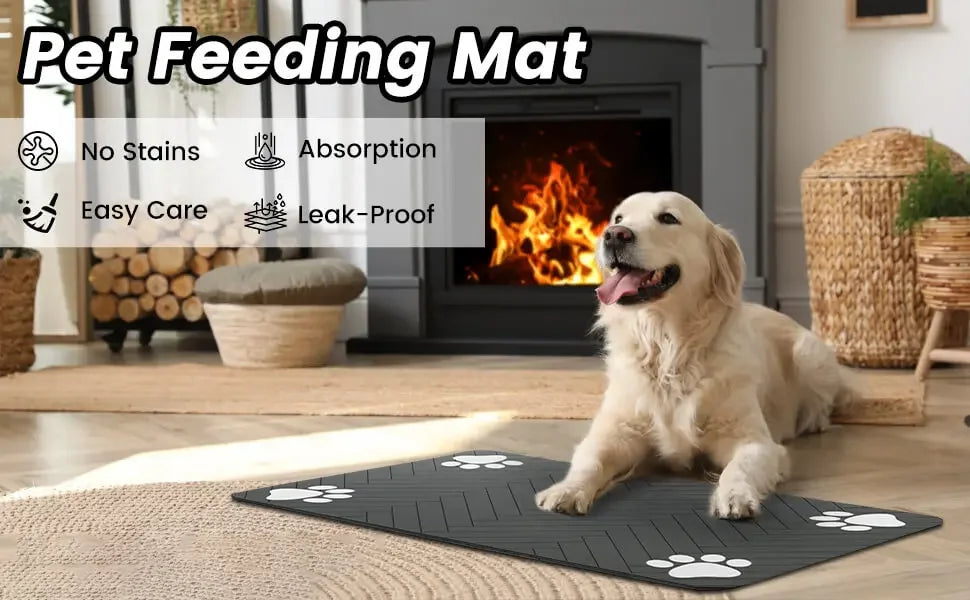 Pet Feeding Mat-Absorbent Pet Placemat Rubber Backing