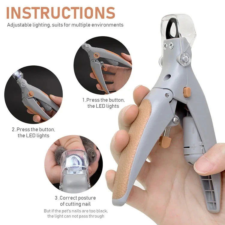 Clipper Scissors With LED Light Cat Dog Nail Clippers Tool Scissors Nail